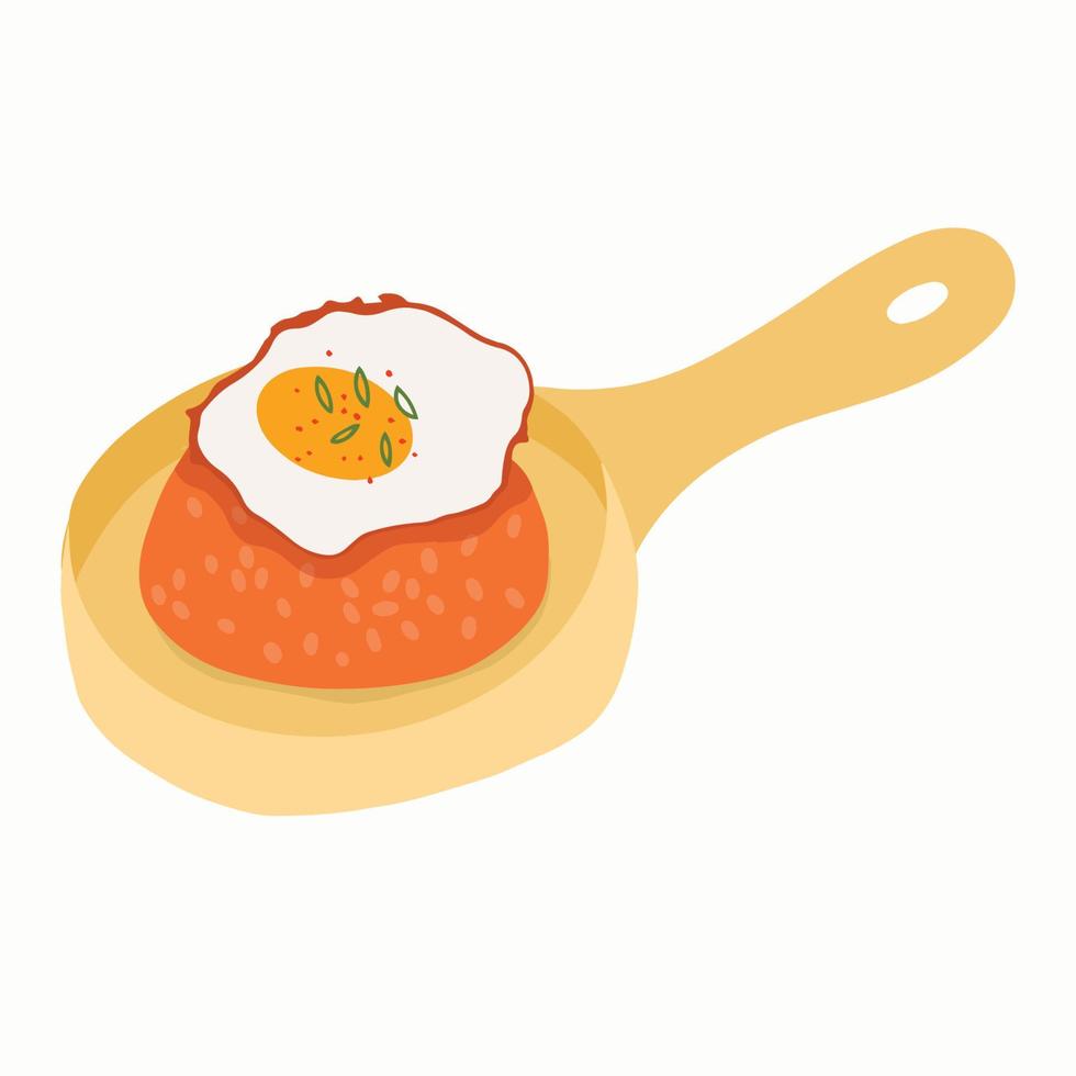 Korean Kimchi fried rice with egg. Vector hand drawn illustration