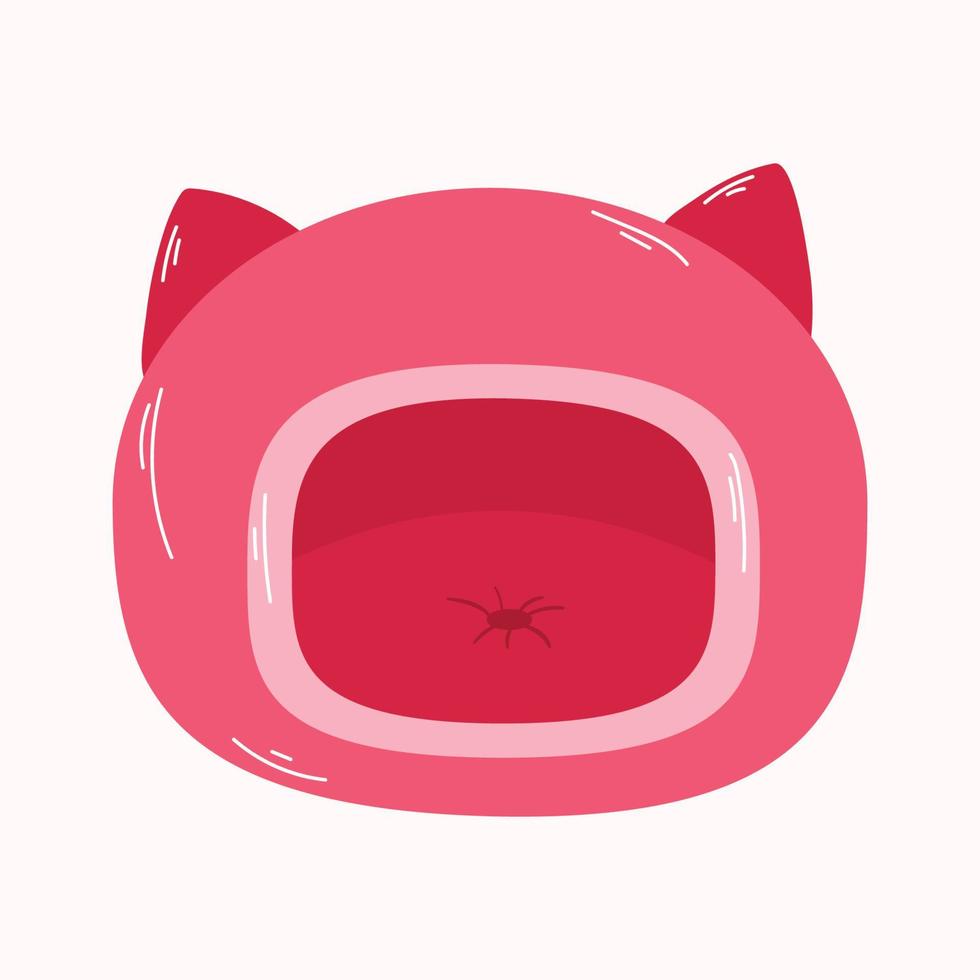 Cat house in pink color. Pet shop. Vector hand drawn illustration.