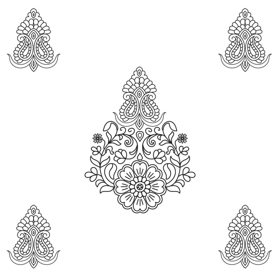 Textile Fabric design, pattern traditional, floral necklace embroidery design for fashion women clothing design for textile print. vector