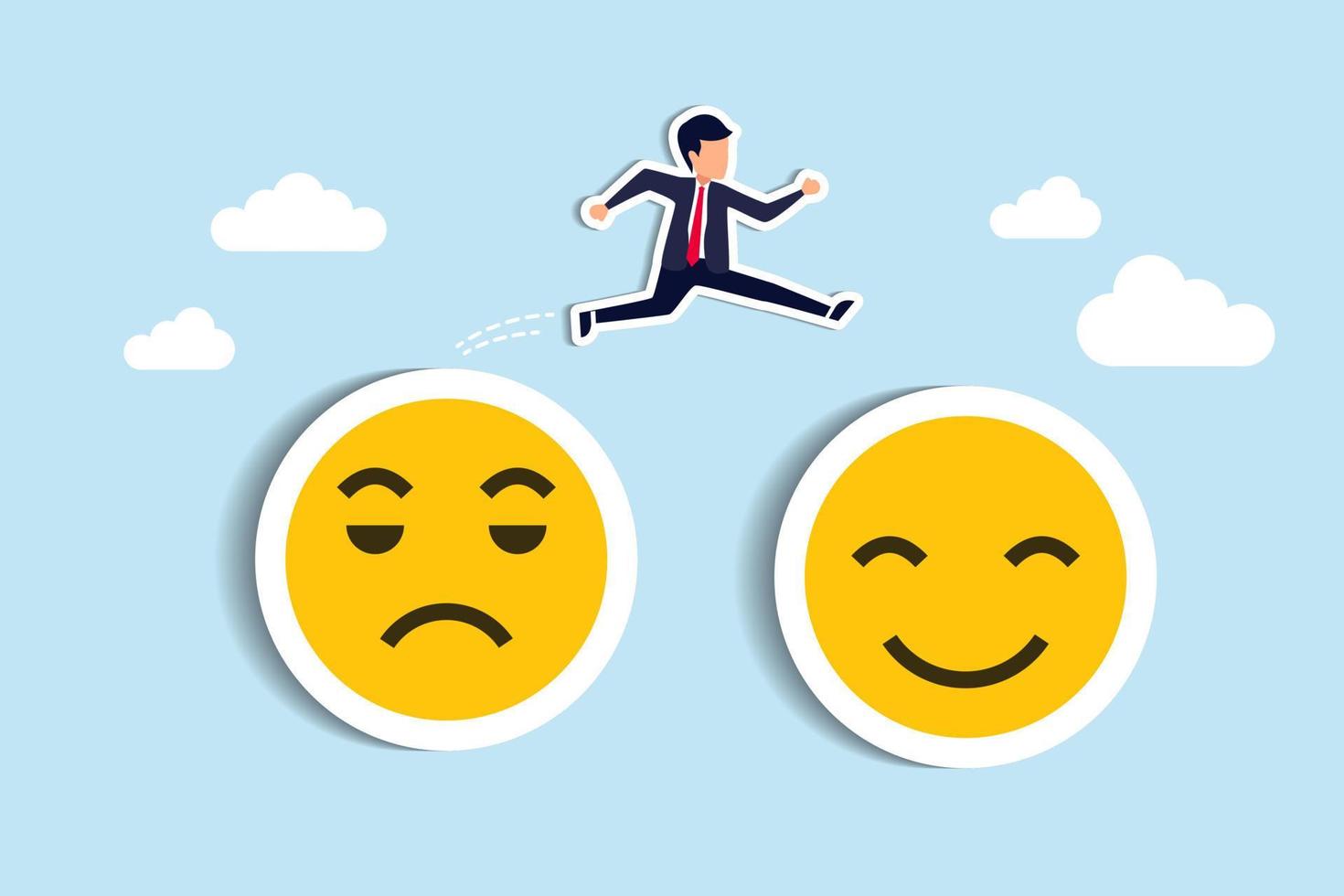Business people change their attitude from negative to positive. business concept Paper Cut Style vector