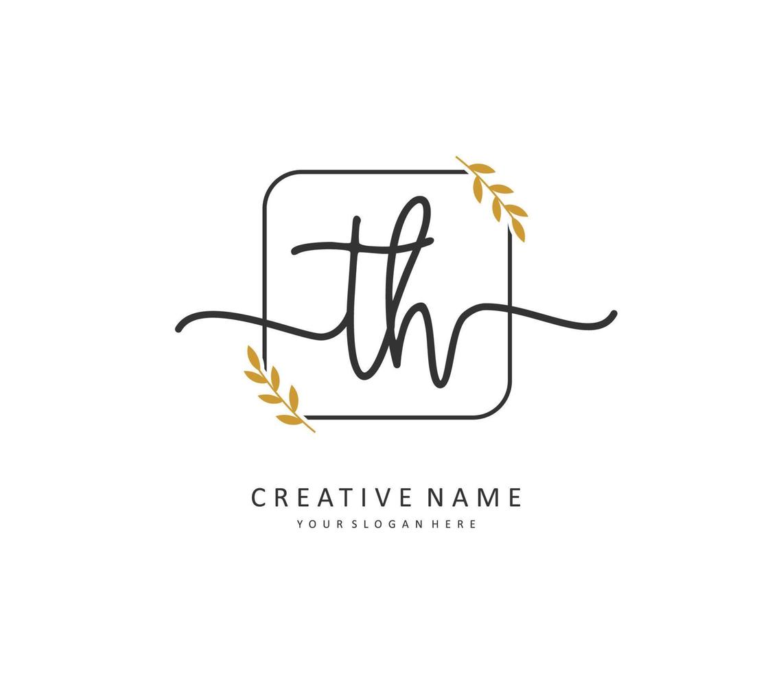 T H TH Initial letter handwriting and  signature logo. A concept handwriting initial logo with template element. vector