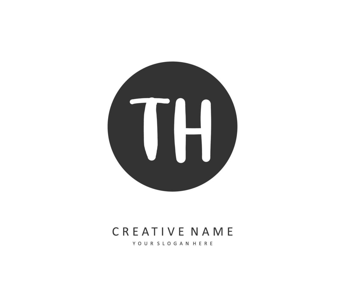 T H TH Initial letter handwriting and  signature logo. A concept handwriting initial logo with template element. vector