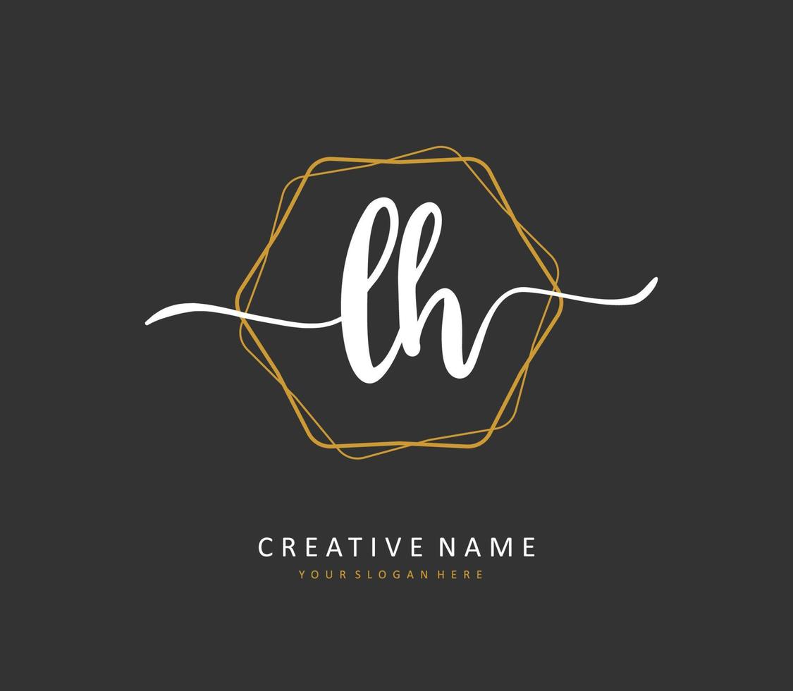 L H LH Initial letter handwriting and  signature logo. A concept handwriting initial logo with template element. vector