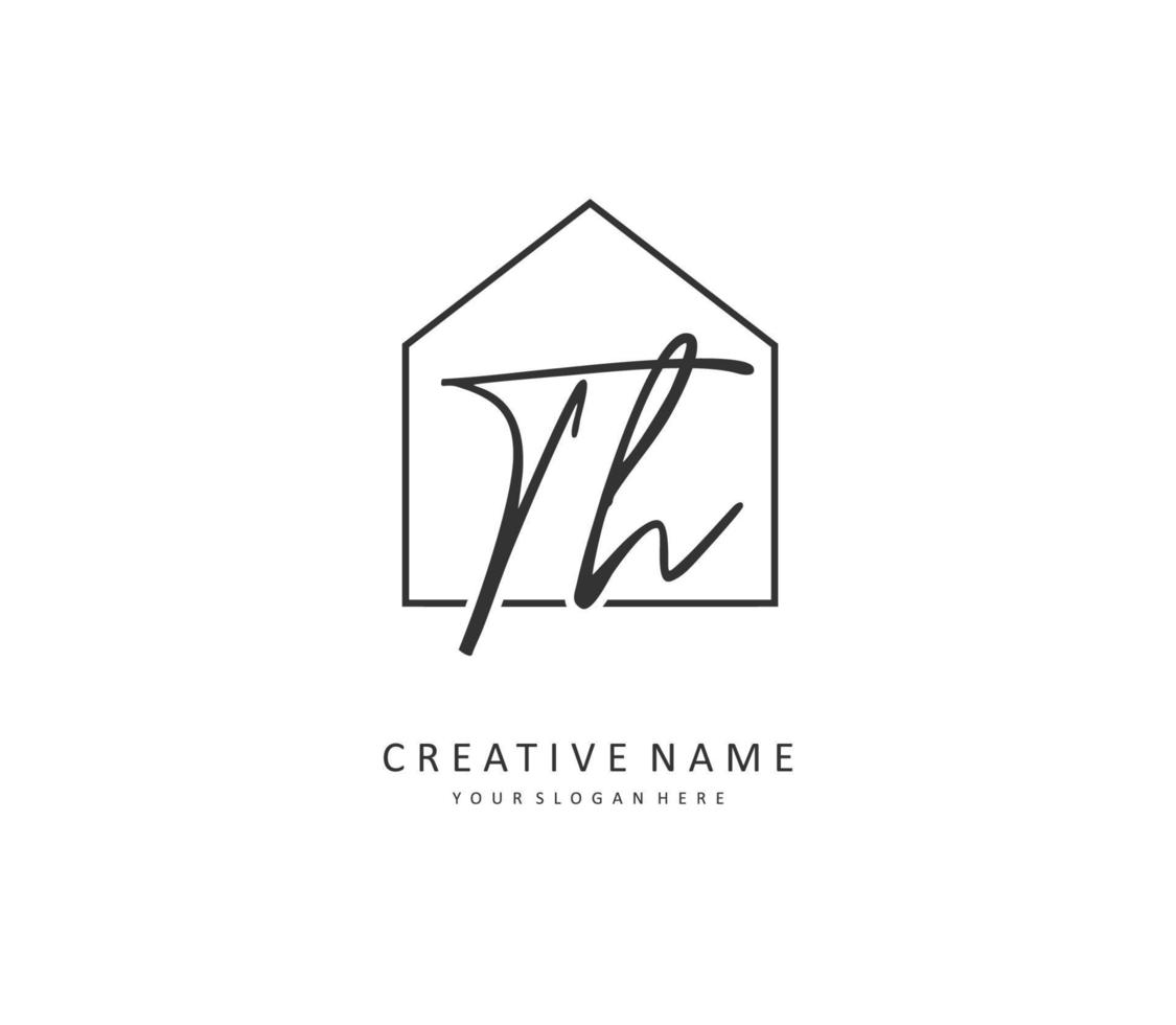 T H TH Initial letter handwriting and  signature logo. A concept handwriting initial logo with template element. vector