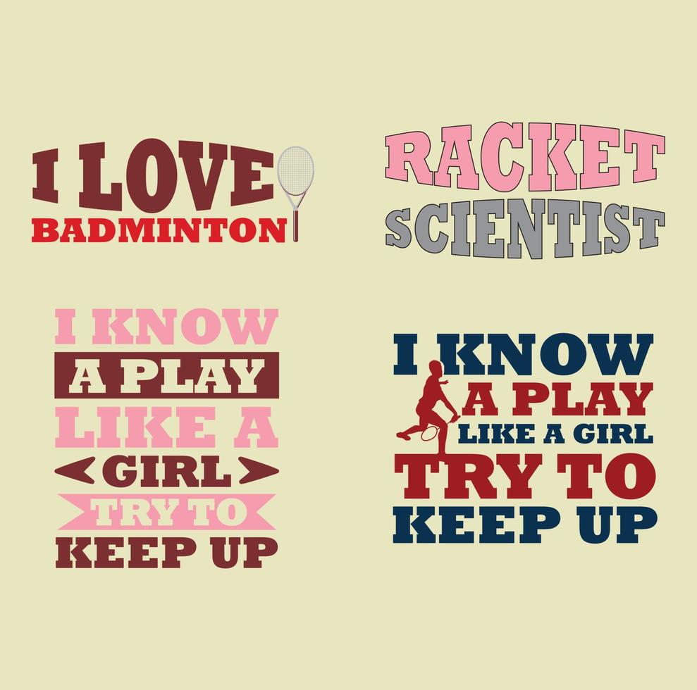 Badminton t-shirt design set vector