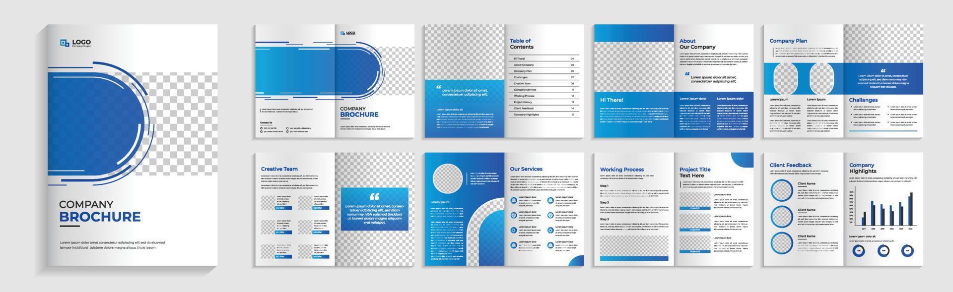 Brochure template layout design, Corporate business presentation guide, Annual report, 16 page minimalist flat geometric business booklet cover template, A4 size. vector