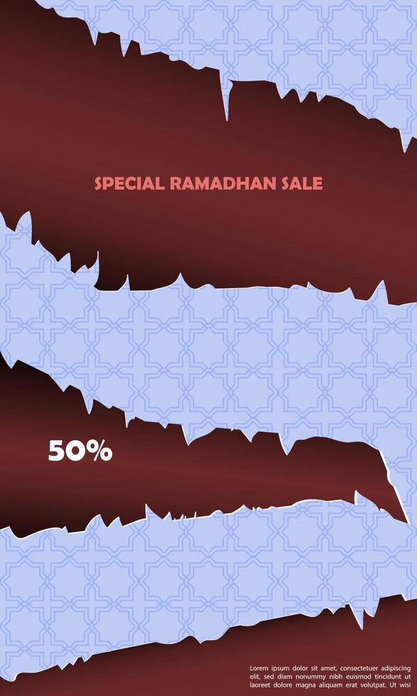Banner Sale 50 Off Selected Ramadan Special Items With Islamic 3D Ornament Pastel Blue Color Attractive Elegant Simple EPS 10 vector