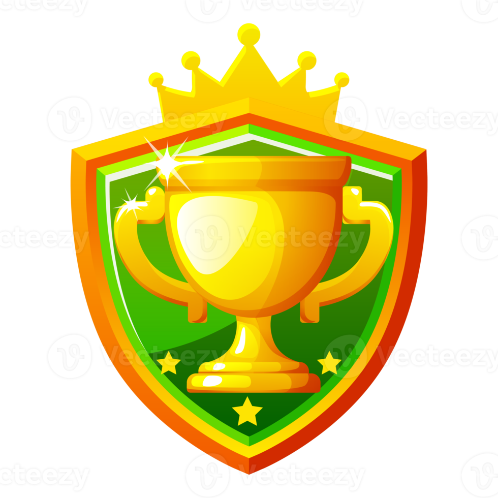 Golden shield award and goblet. Icon for games. png