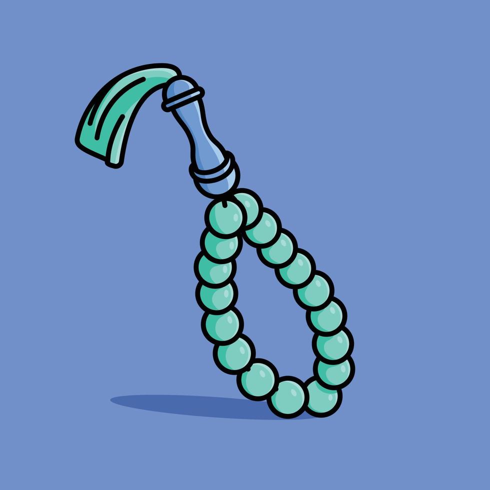 Simple tasbih muslim player beads cartoon vector illustrations religion icon isolated