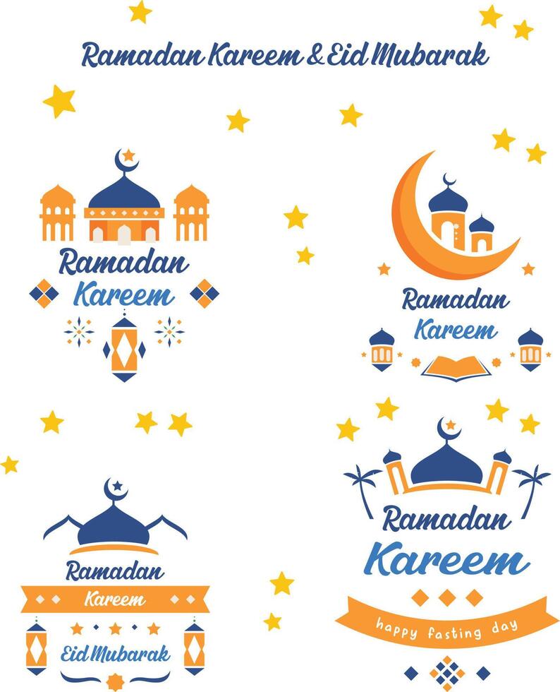 Vector illustration of ramadan and eid mubarak icons. Suitable for background, sticker, card, etc