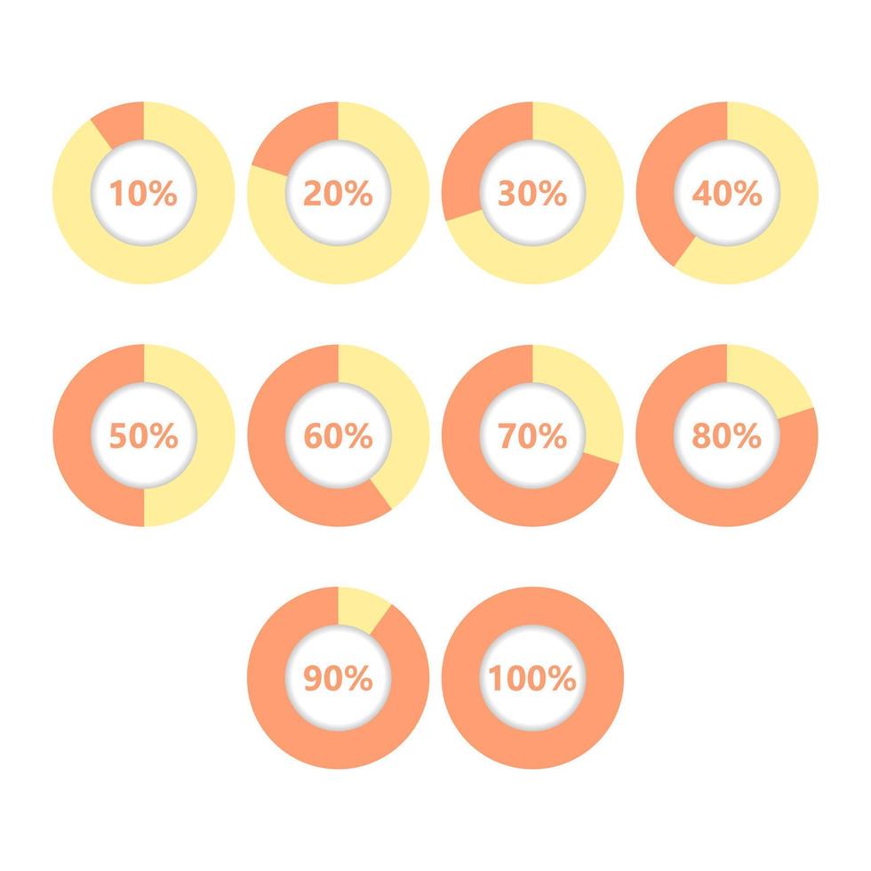 circular diagram chart or loading process icon with percentage, vector illustration