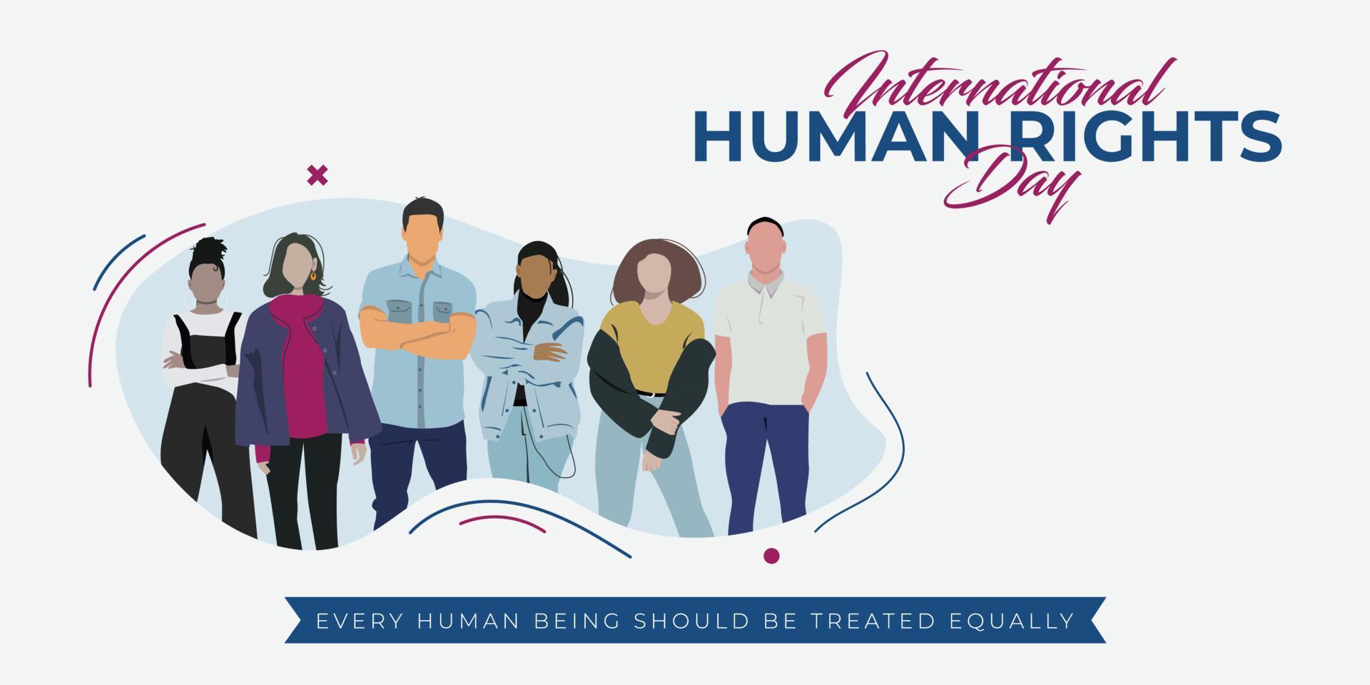 international human rights day with flat character illustrations having multiple color tones vector