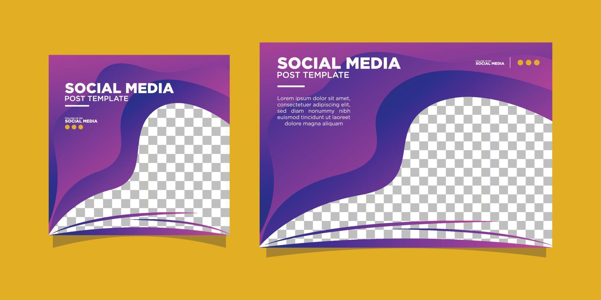 social media post square and rectangle template with colorful and trendy theme vector