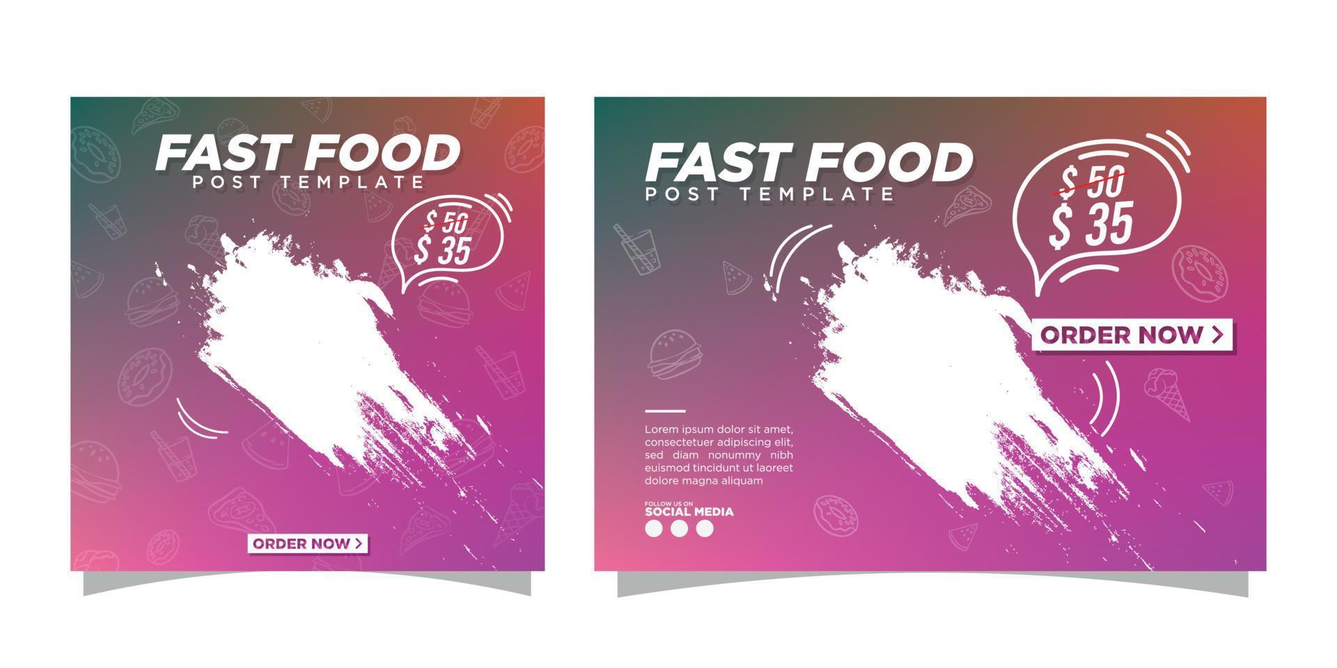 fast food website banner poster for social media post user interface vector