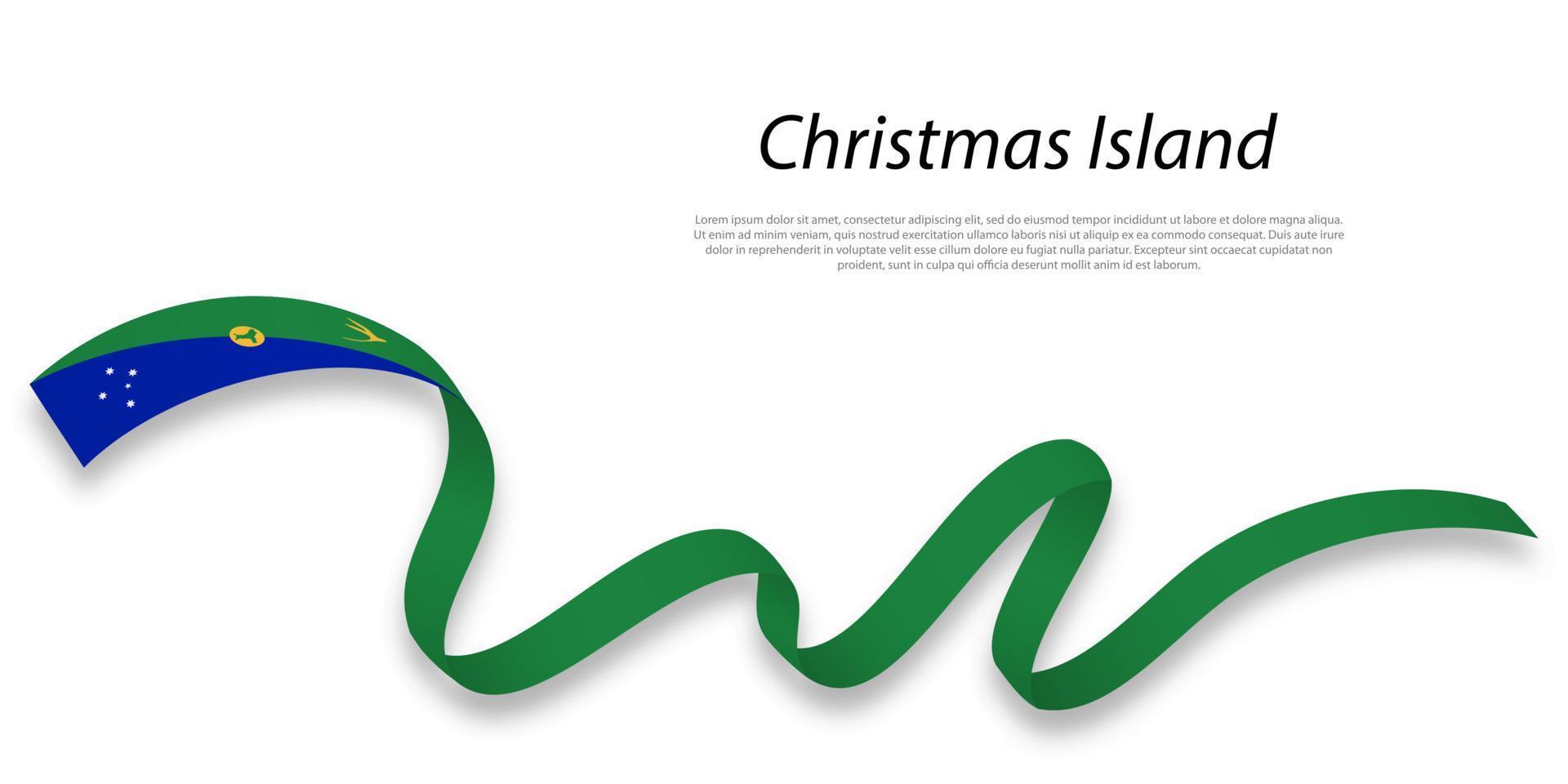 ondulación cinta o raya con bandera de Navidad isla vector