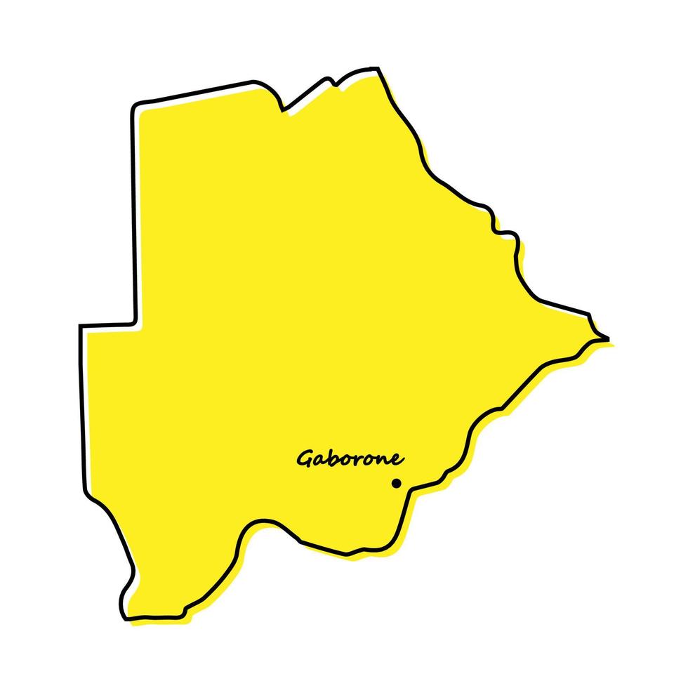 Simple outline map of Botswana with capital location vector