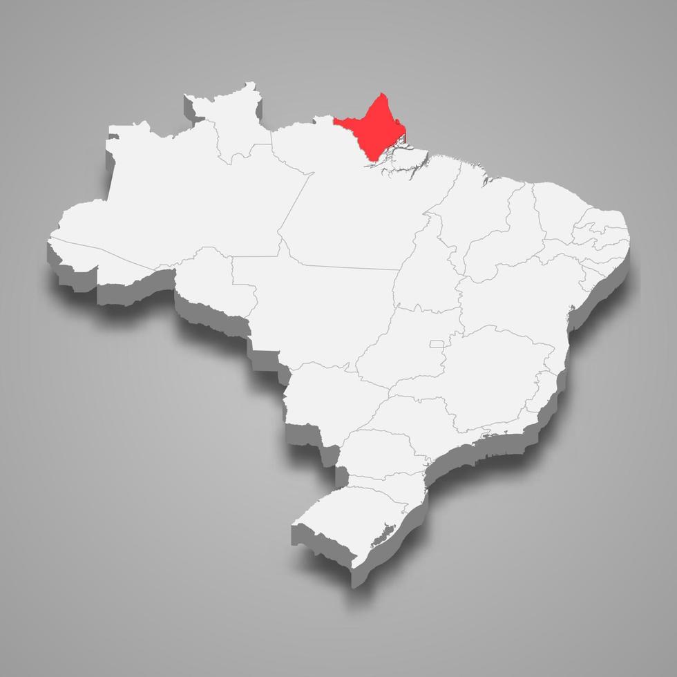 state location within Brazil 3d map Template for your design vector