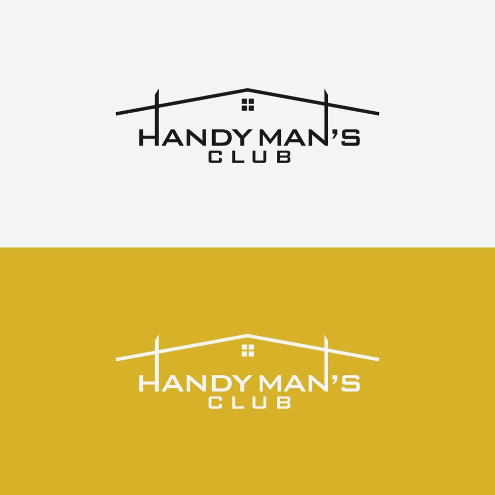 handyman club minimalistic logo with house roof vector