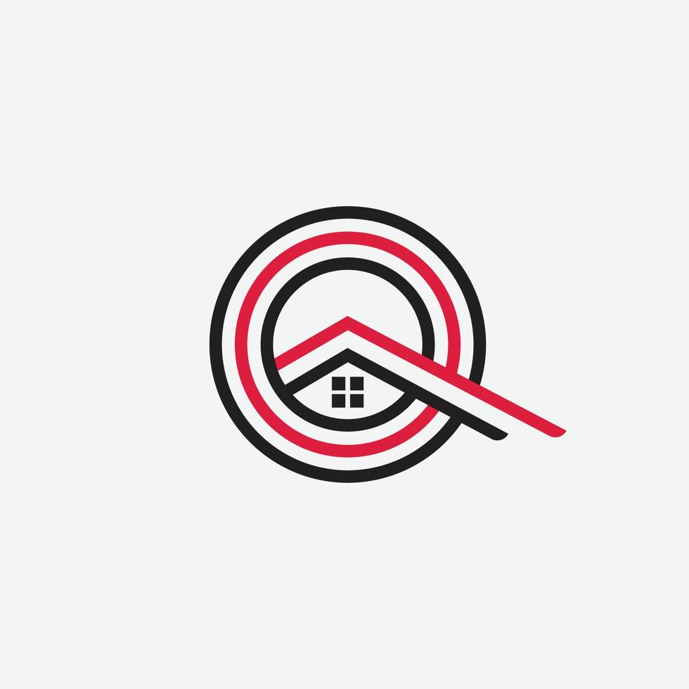 q shape house renovation logo concept vector