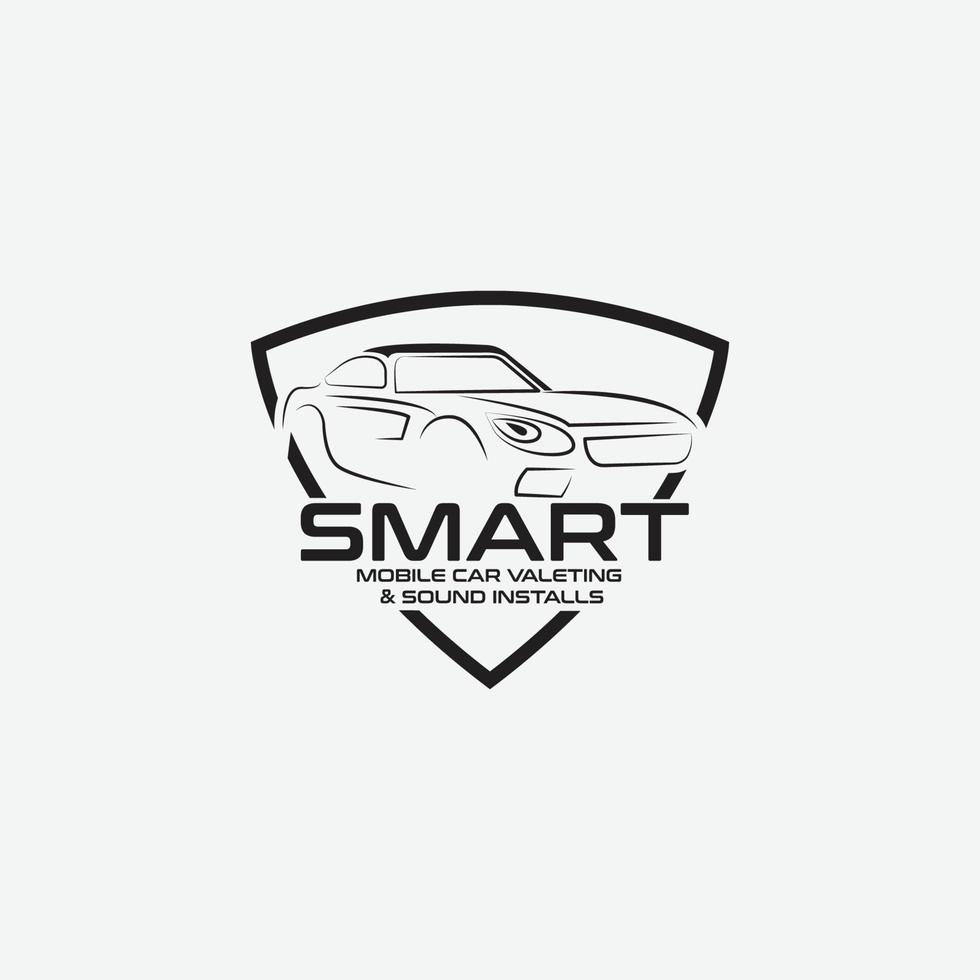 mobile car valeting and sound install logo with car outline