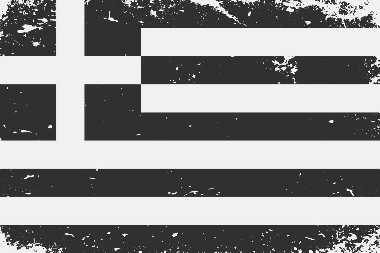 Grunge styled black and white flag Greece. Old vintage backgroun vector