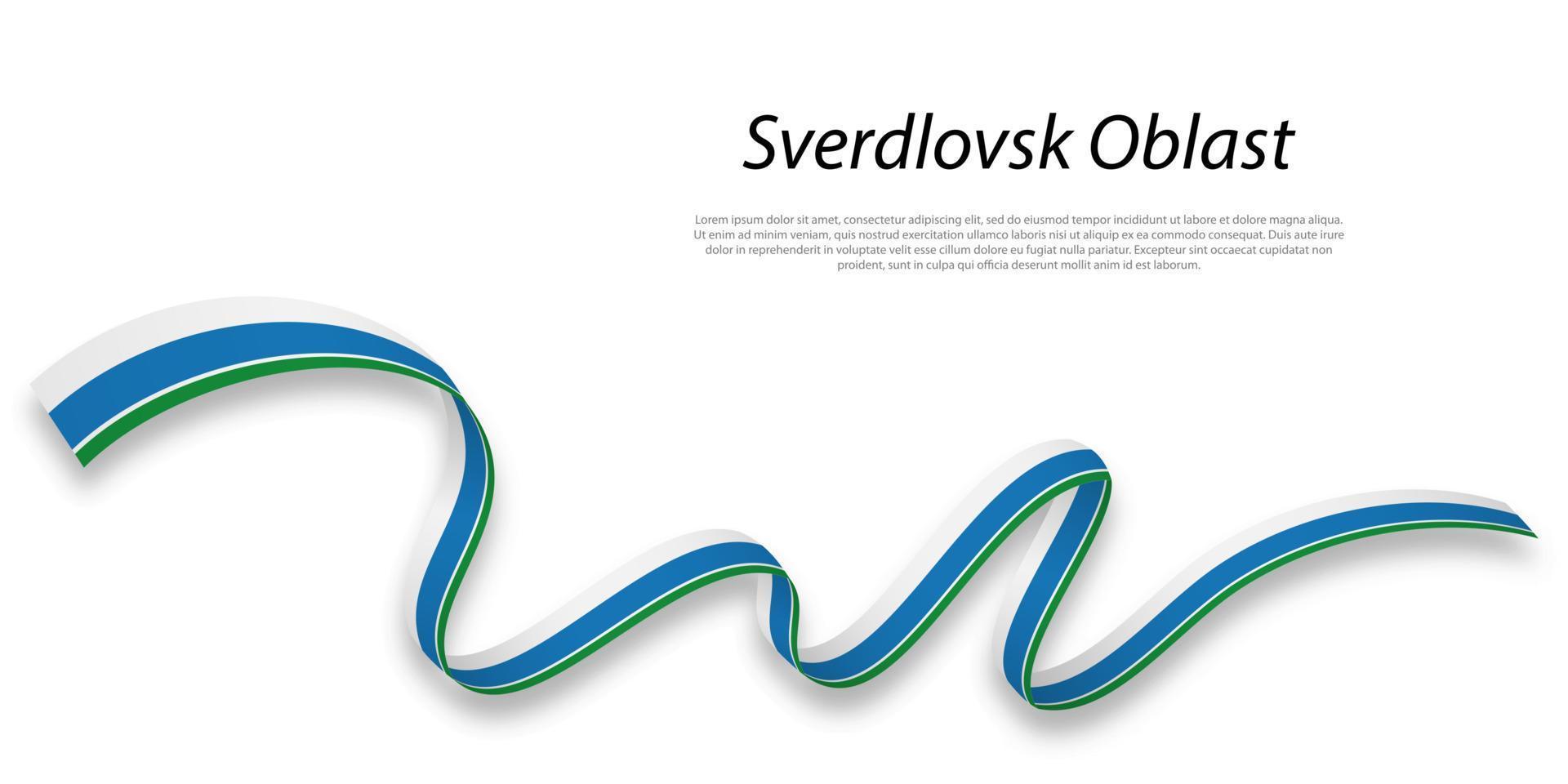 Waving ribbon or stripe with flag of Sverdlovsk Oblast vector
