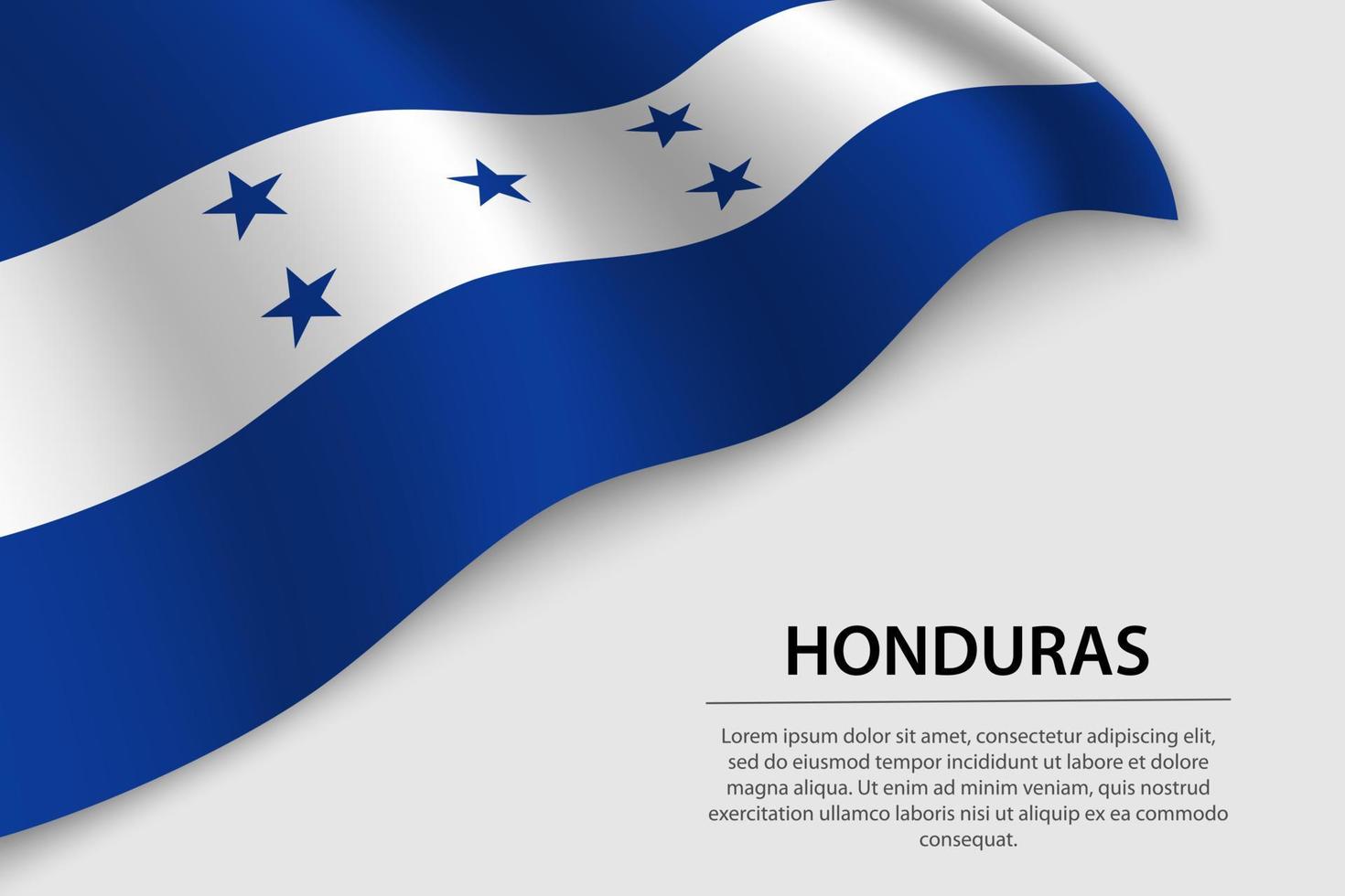 Wave flag of Honduras on white background. Banner or ribbon vect vector