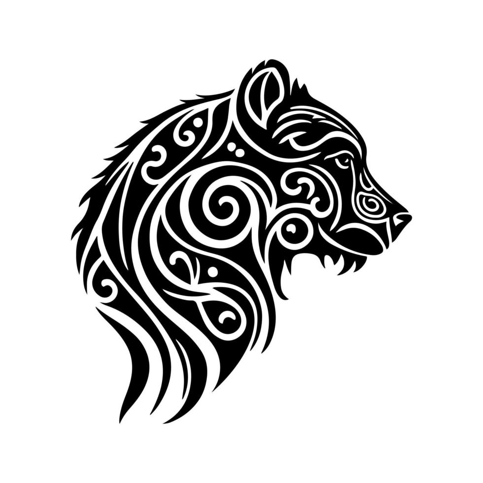 Tribal bear portrait. Ornamental design for logo, sign, emblem, t-shirt, embroidery, crafting, tattoo, sublimation. vector