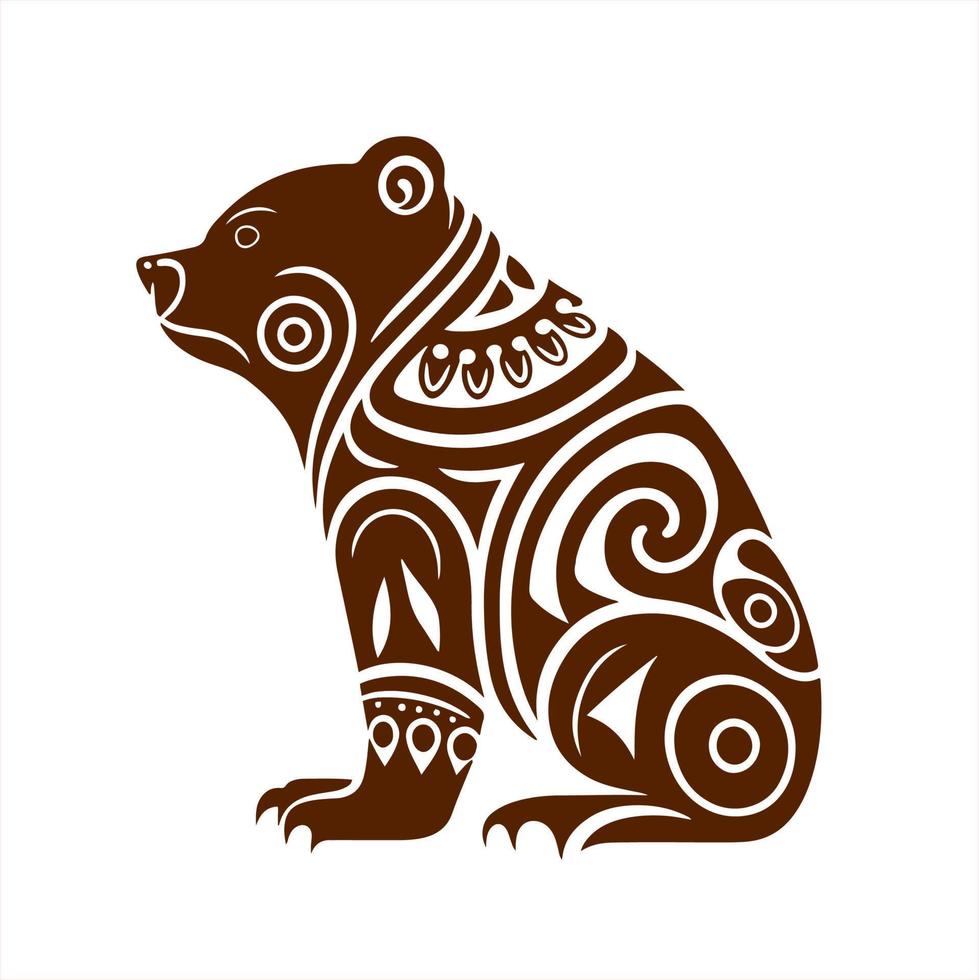 ornamental, salvaje, enojado oso. ornamental diseño para logo, firmar, emblema, camiseta, bordado, elaboración, tatuaje, sublimación. vector