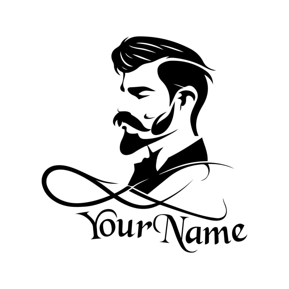 Vintage man with mustache and beard. Vector illustration on white background.