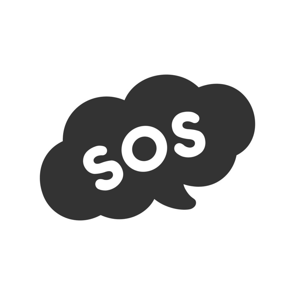 SOS emergency alert speech bubble icon. Cute black text lettering vector illustration.