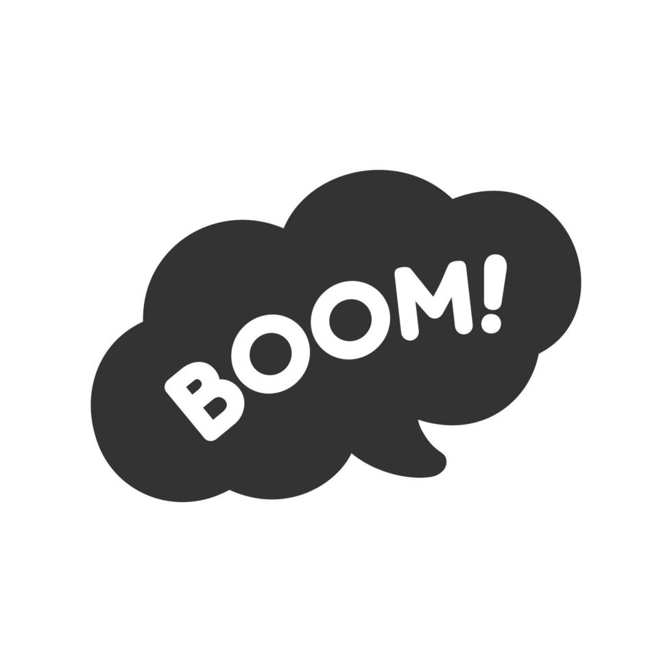 Boom speech bubble explosion sound effect icon. Cute black text lettering vector illustration.