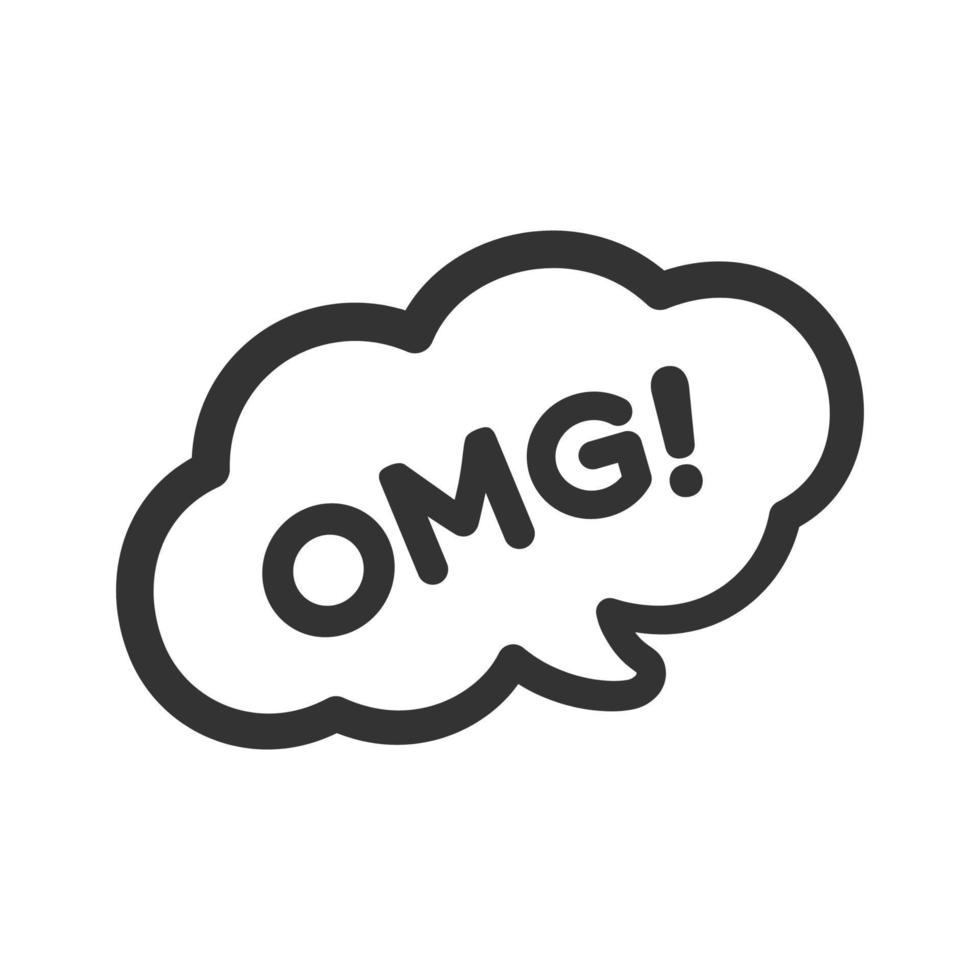 OMG speech bubble chat online messaging icon. Cute black text lettering vector illustration.