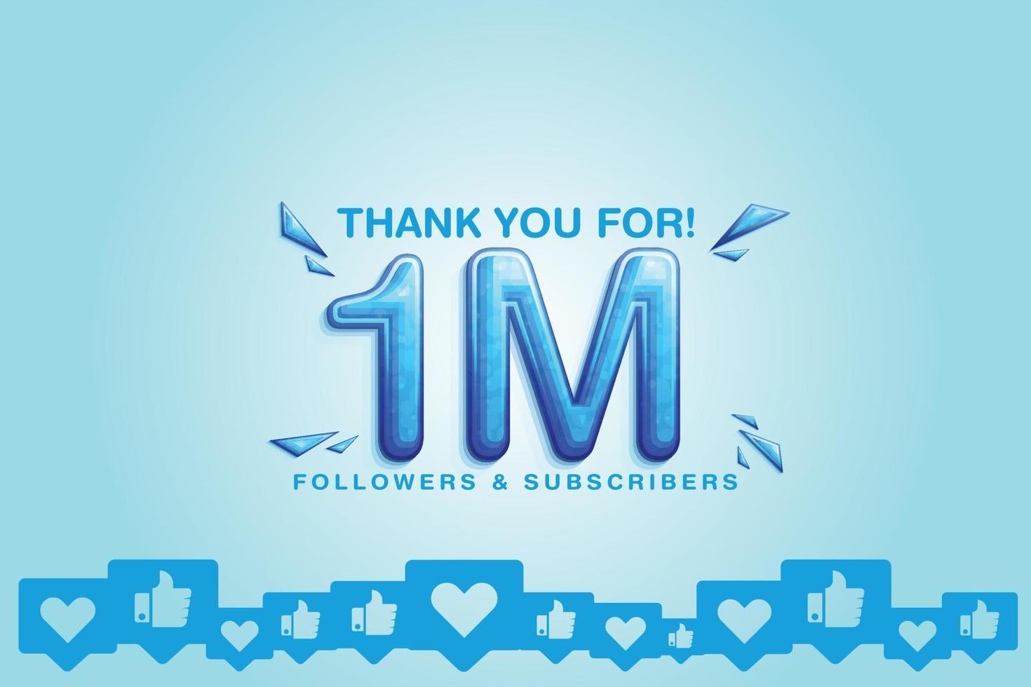 Cherishing the support of 1M or a million followers or subscribers on social platform vector