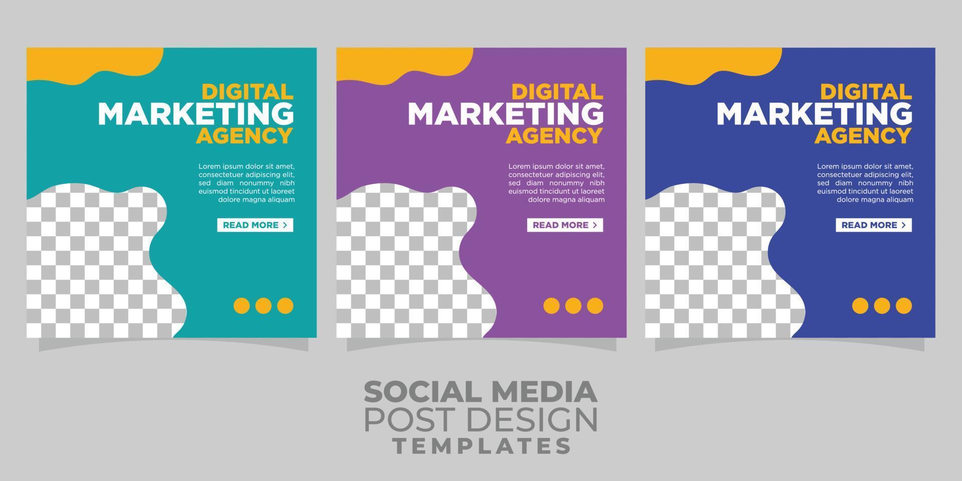 digital marketing social post cover poster with trendy colors and abstract shapes vector