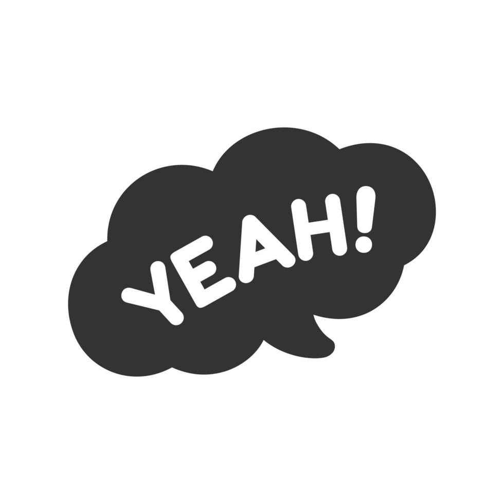 Yeah speech bubble icon. Cute black text lettering vector illustration.