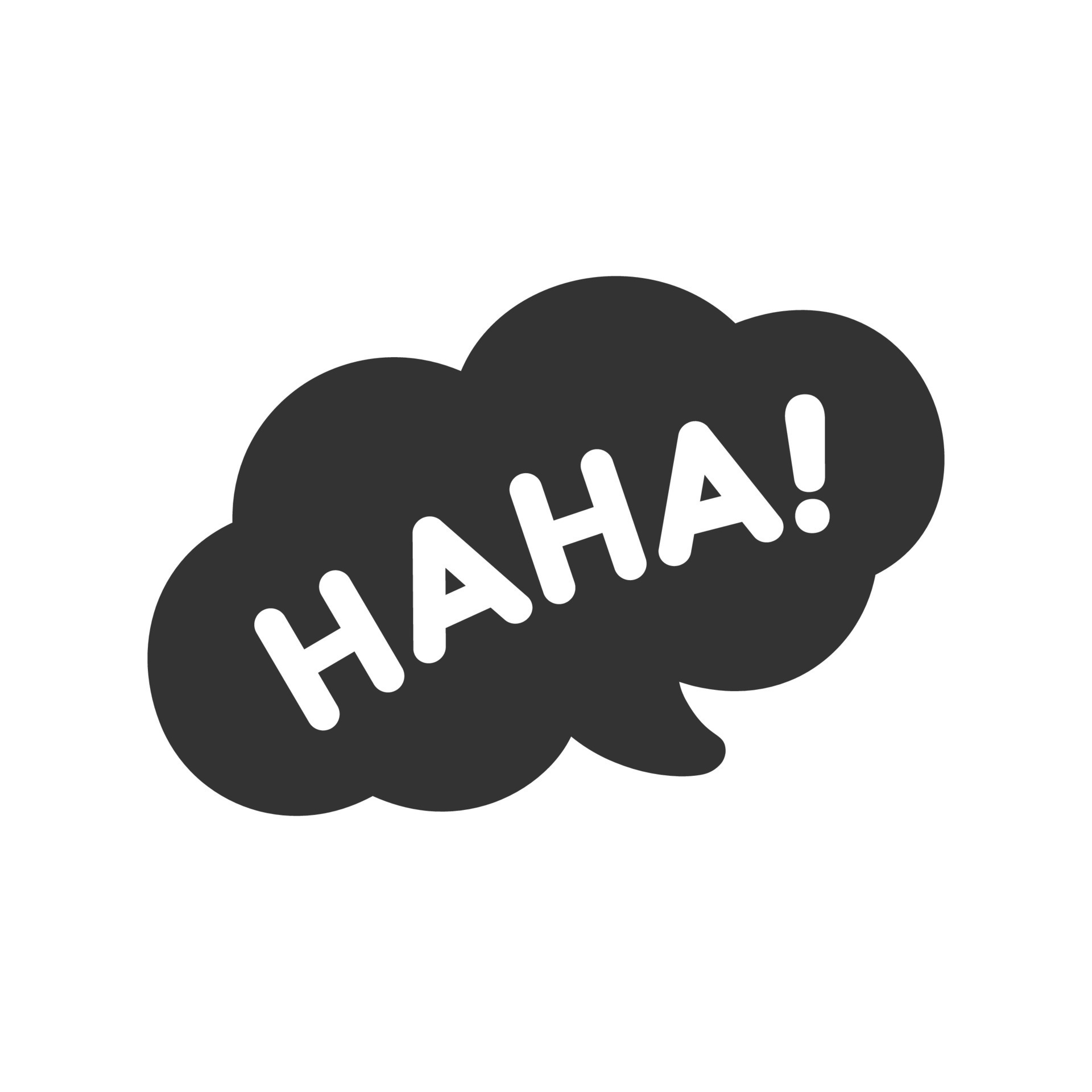 Haha laughing speech bubble sound effect icon. Cute black text ...