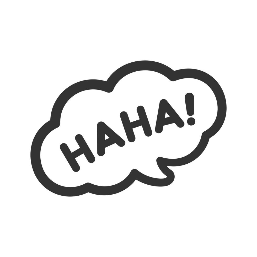 Haha laughing speech bubble sound effect icon. Cute black text lettering vector illustration.
