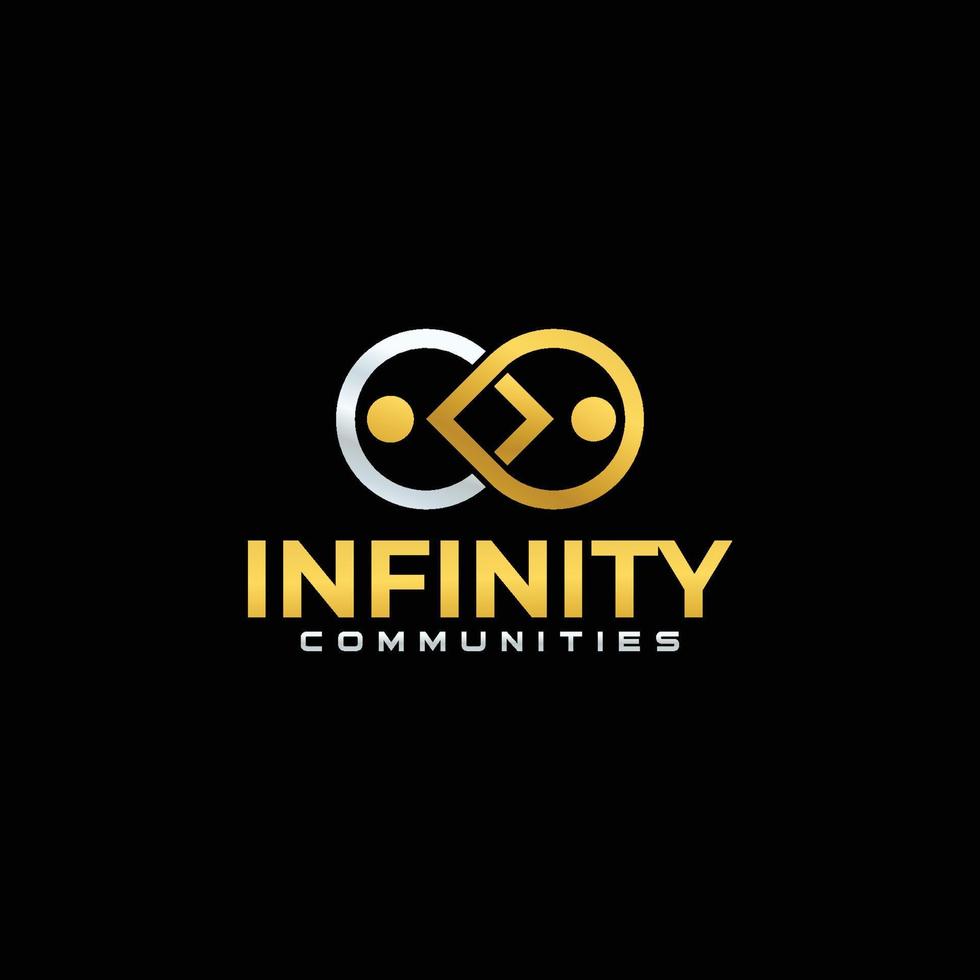 infinity communities with the infinity signs and people icons showing togetherness and peace vector