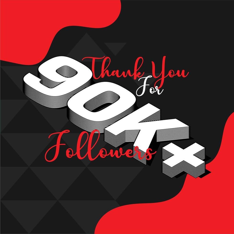 celebrating post for 90k, 9000 subscribers or followers on social media vector