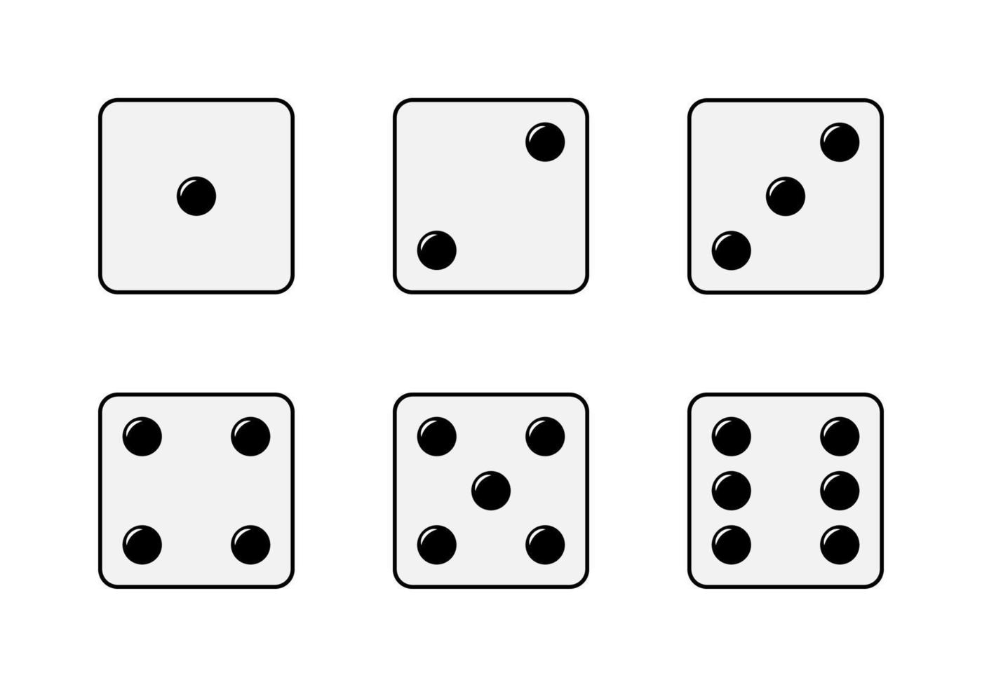 dado conjunto con seis caras con diferente números de puntos aislado vector