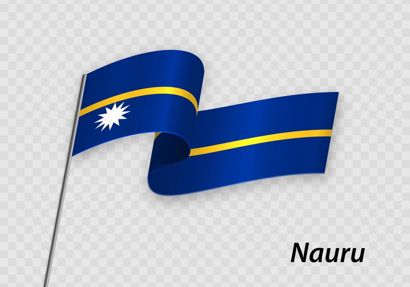 Waving flag of Nauru on flagpole. Template for independence day vector