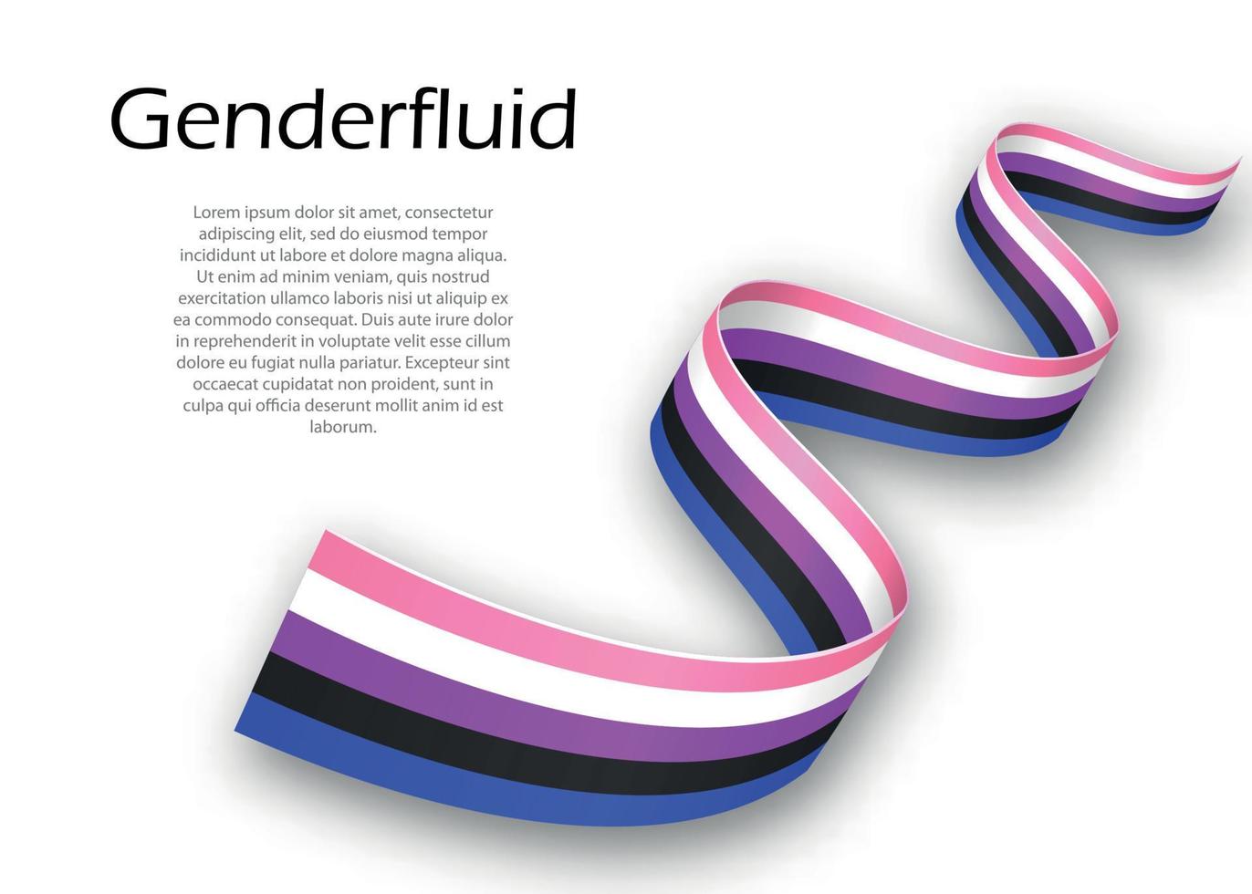 Waving ribbon or banner with Genderfluid pride flag vector