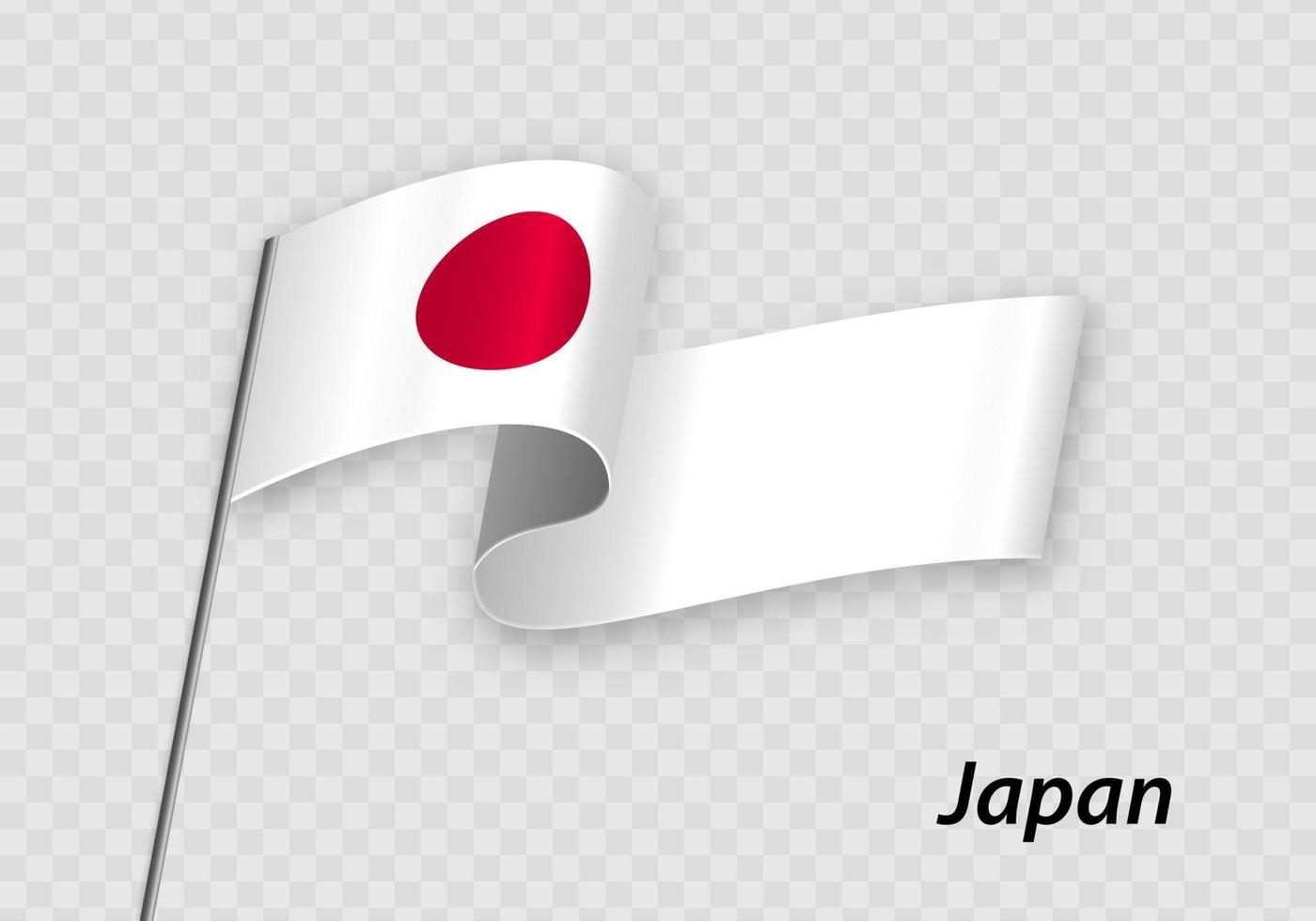 ondeando la bandera de Japón en el asta de la bandera. plantilla para el día de la independencia vector