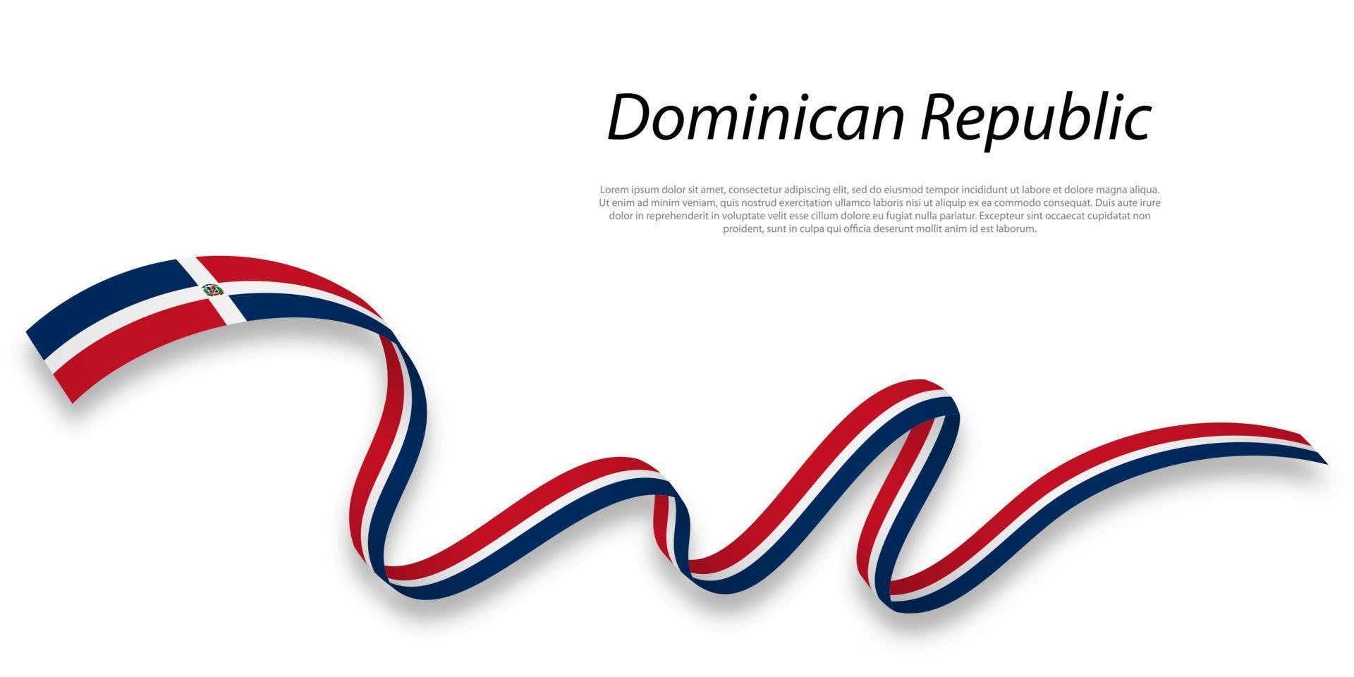 ondulación cinta o bandera con bandera de dominicano república. vector