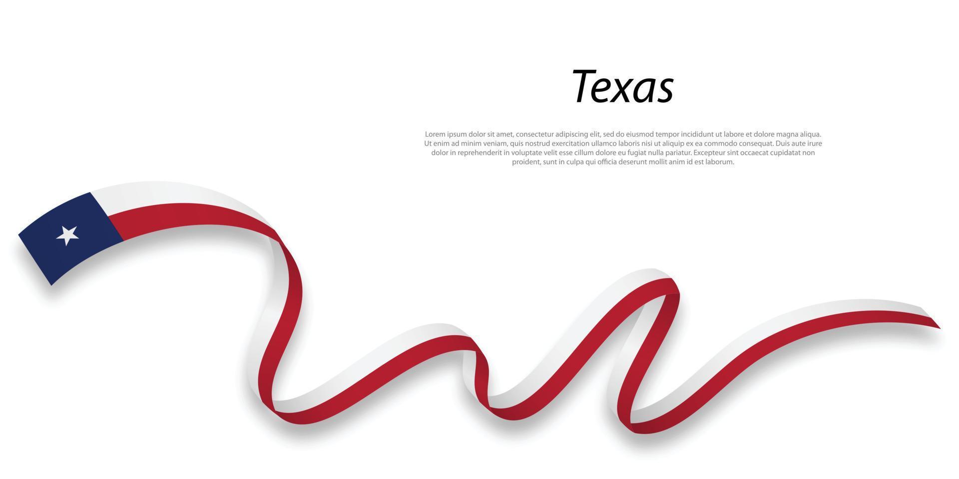 Waving ribbon or stripe with flag of Texas vector