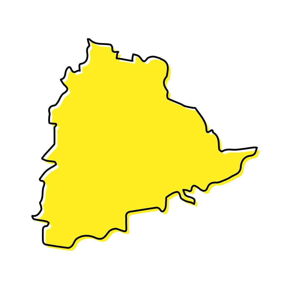 Simple outline map of Telangana is a state of India. vector