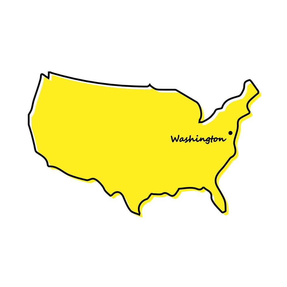 Simple outline map of United States with capital location vector