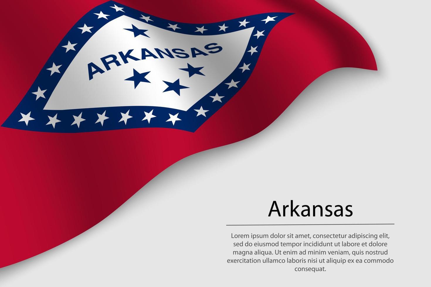 Wave flag of Arkansas is a state of United States. vector
