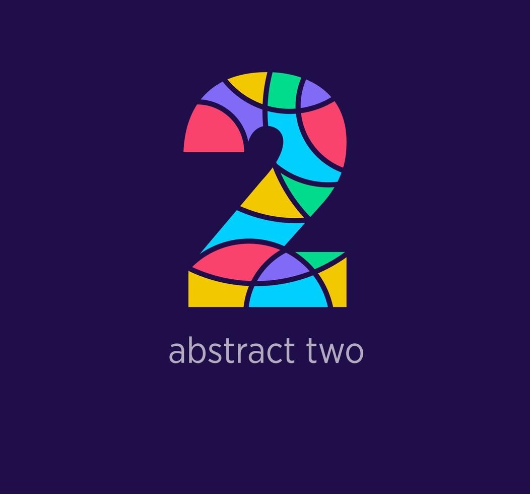 Modern abstract numeral two logo icon. Unique design color transitions. Colorful 2 number template. vector